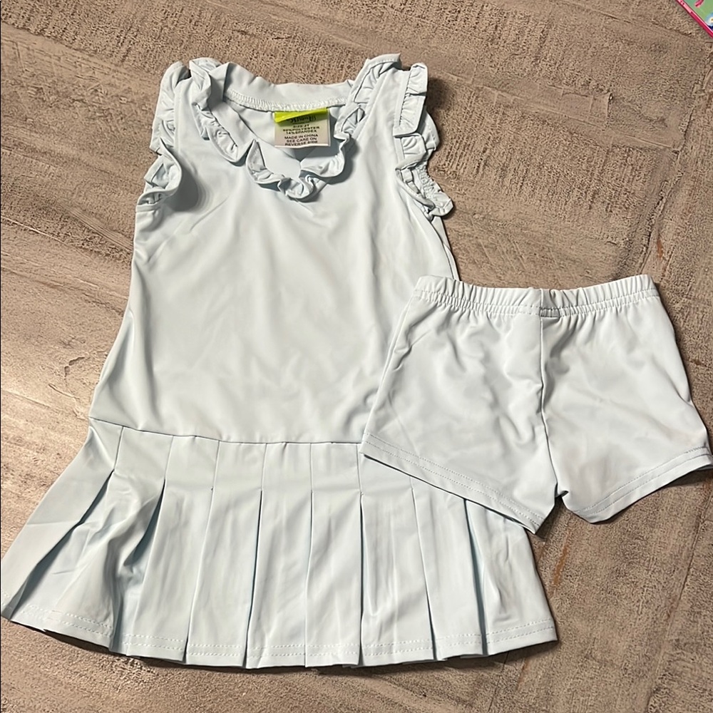 Light Blue Ruffle Tennis Dress and Shorts Set